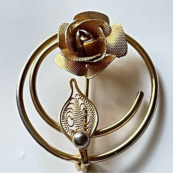 Vintage Sarah Coventry Circle Rose Gold Tone Brooch - Picture 5 of 9